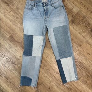 Everlane Patchwork Straight Leg Jeans - Light and Dark Blue